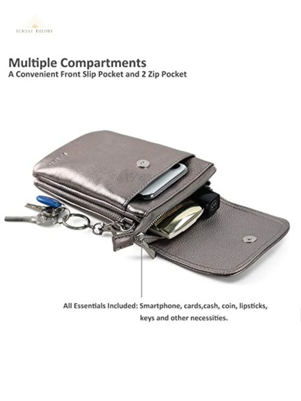 Genuine Leather Small Crossbody Bag for Women, Adjustable Strap, Card Slots,